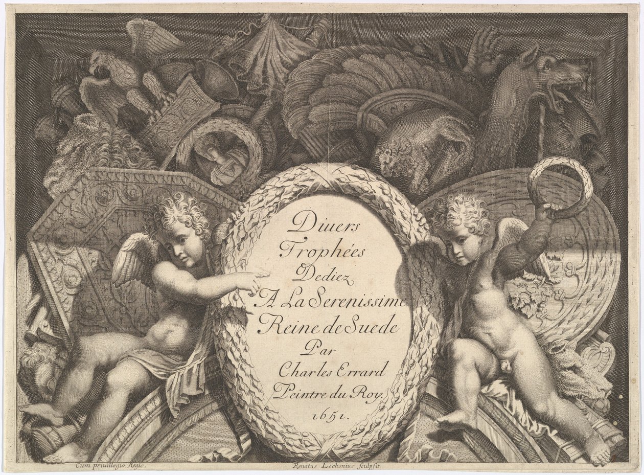 Titelseite von Diverse Trophäen, Waffentrophäen nach der Fassade des Palazzo Milesi in Rom, 1651 von Polidoro da Caravaggio