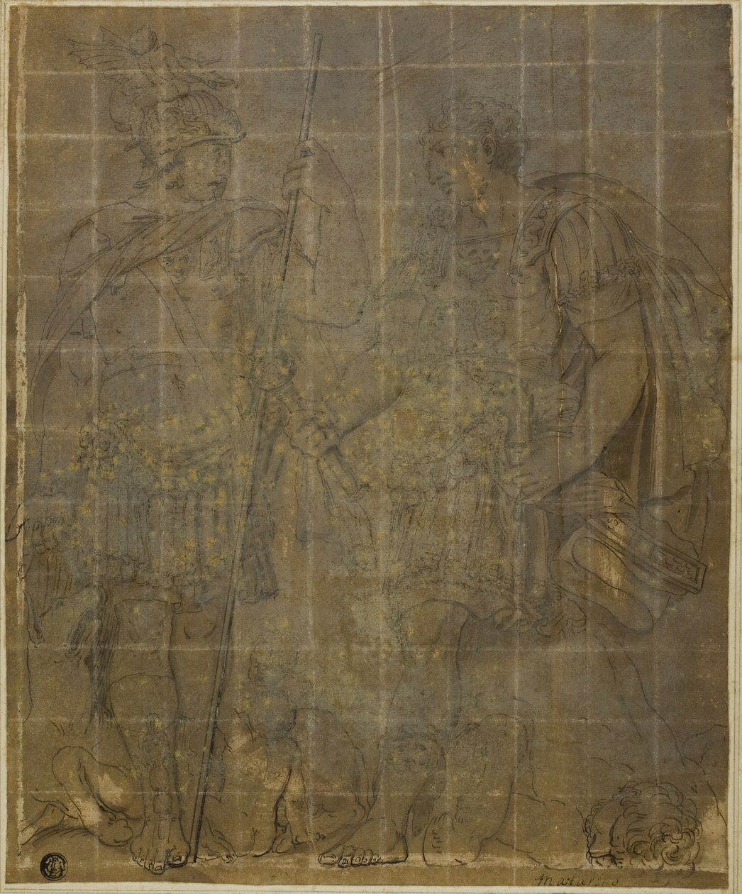 Zwei römische Krieger mit Wölfin, Romulus und Remus von Polidoro da Caravaggio