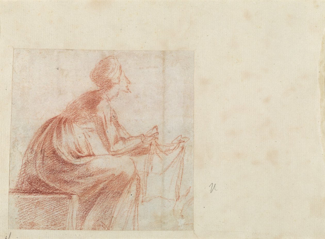 Sitzende Frau mit einem Stück Stoff [verso] von Polidoro da Caravaggio