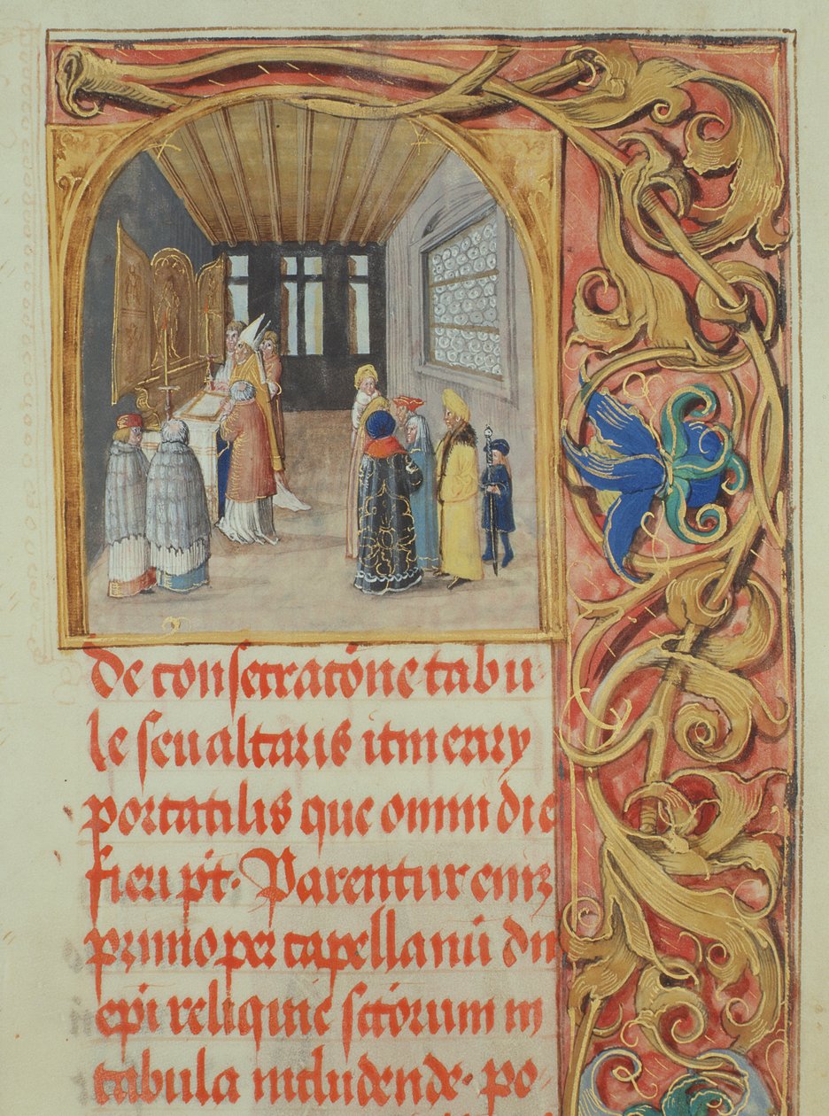 Altarweihe durch den Bischof mit Unterstützung von Kanonikern und weltlichen Stiftern aus dem Pontifikale von Bischof Erasmus Ciolek, ca. 1510 von Polish School