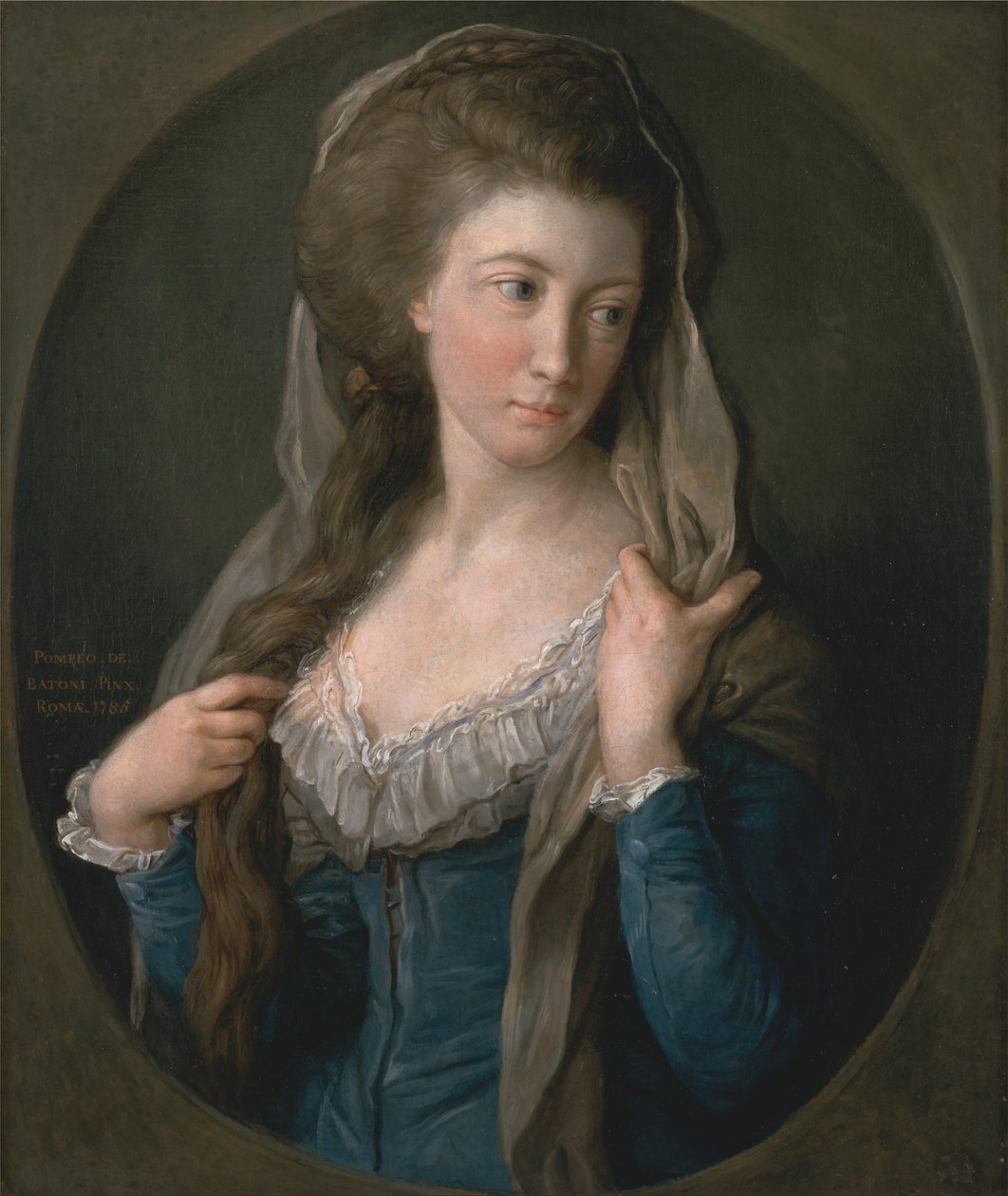 Porträt einer Frau, traditionell identifiziert als Margaret Stuart, Lady Hippisley von Pompeo Girolamo Batoni