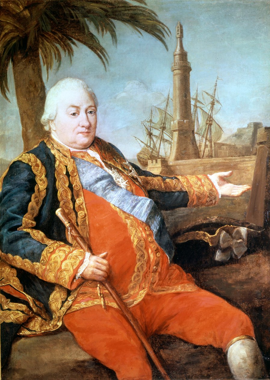 Porträt des Ritters Pierre André de Suffren von Saint Tropez (Saint-Trophez), Bailli von Suffren (1729-1788). Gemälde von Girolamo Pompeo Batoni (1708-1787). Museum der Schlösser von Versailles von Pompeo Girolamo Batoni
