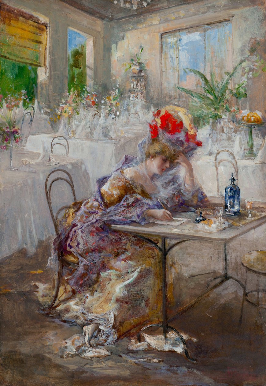 Ein Brief (oder Dame im Café) von Pompeo Mariani