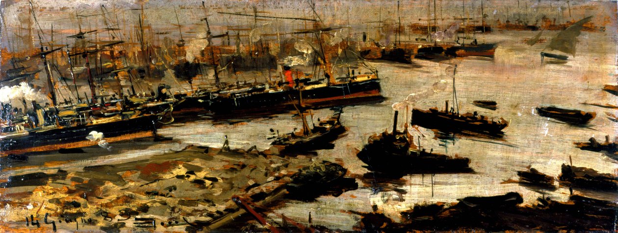 Hafen von Genua, Gemälde von Mariani von Pompeo Mariani