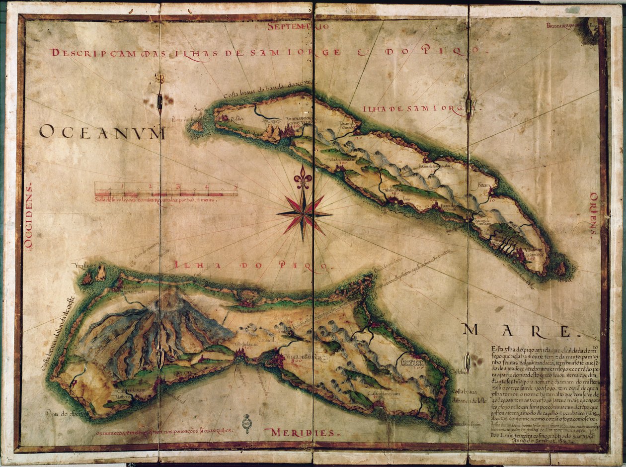 Geografische Karte der Azoren von Portuguese School