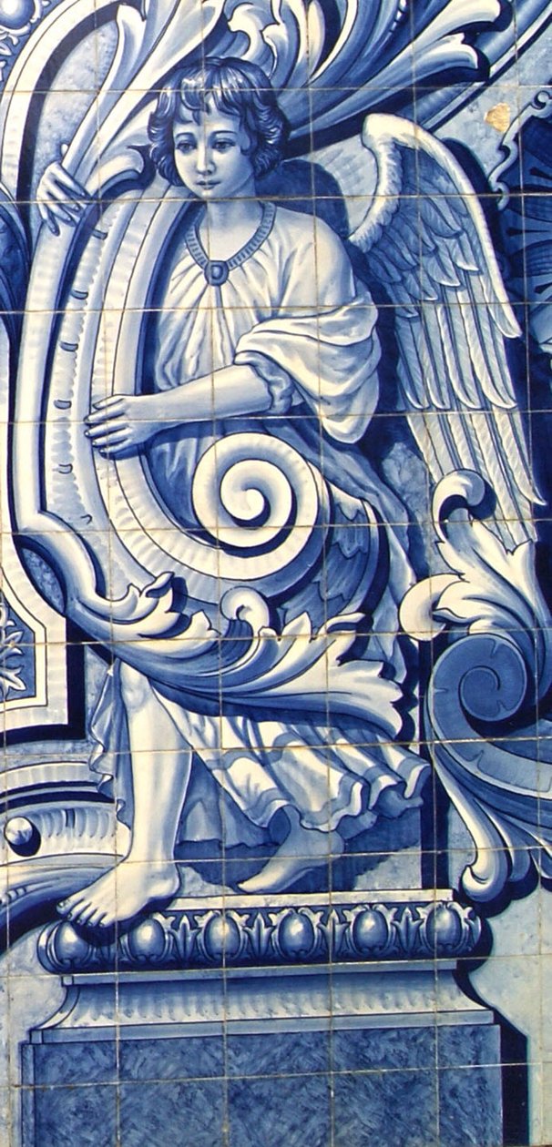Dekoratives Paneel mit einem Engel, Lamego, Portugal, 1738 von Portuguese School