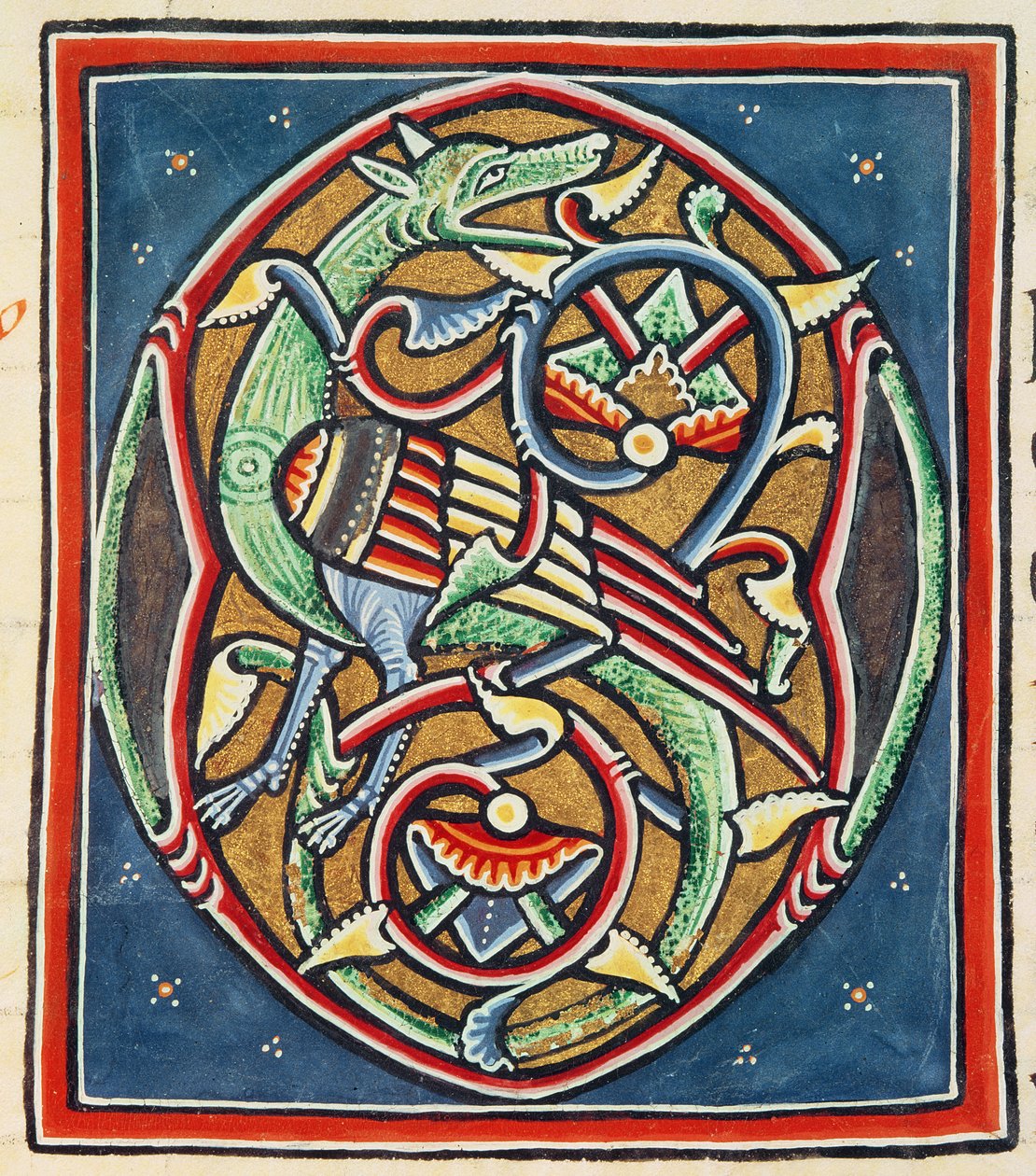 Ms 3089 fol.35r Bewohnter Initialbuchstabe O, zwölftes oder dreizehntes Jahrhundert von Portuguese School