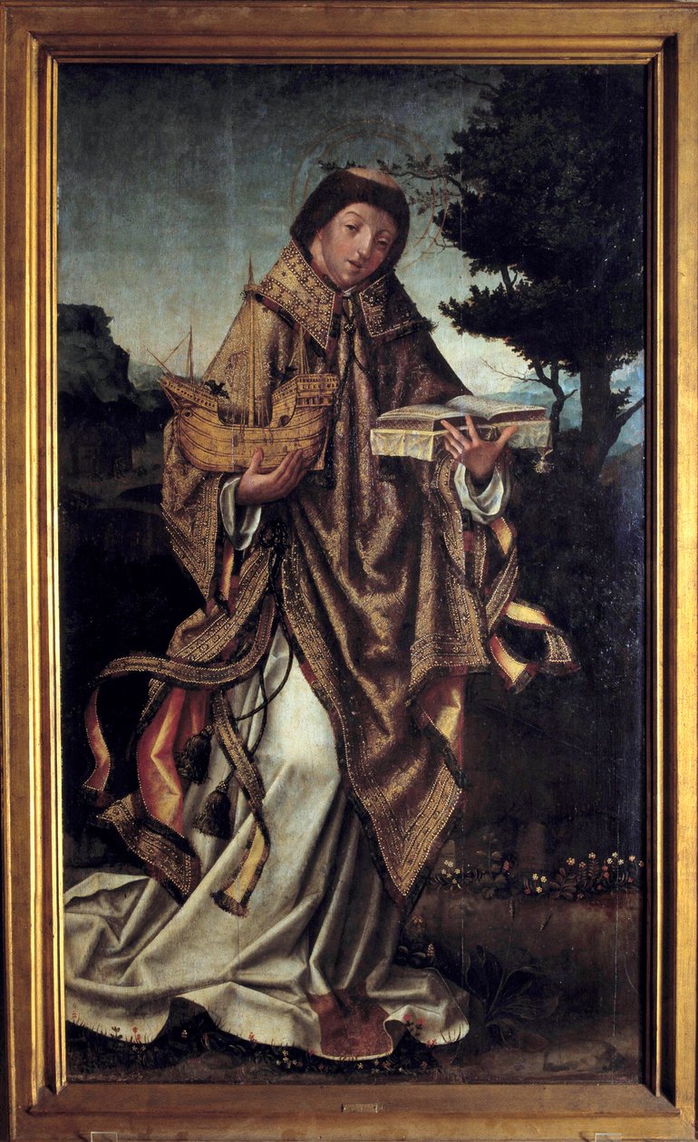 Heiliger Vinzenz, Schutzpatron der Stadt Lissabon. Gemälde der portugiesischen Schule von Portuguese School