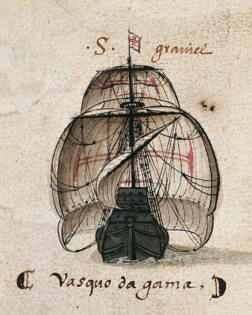Karavelle von Vasco da Gama, Illustration aus 