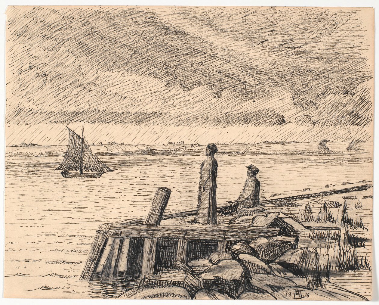 Die Mühle bei Dyrnæs. Graues Wetter von Poul S. Christiansen