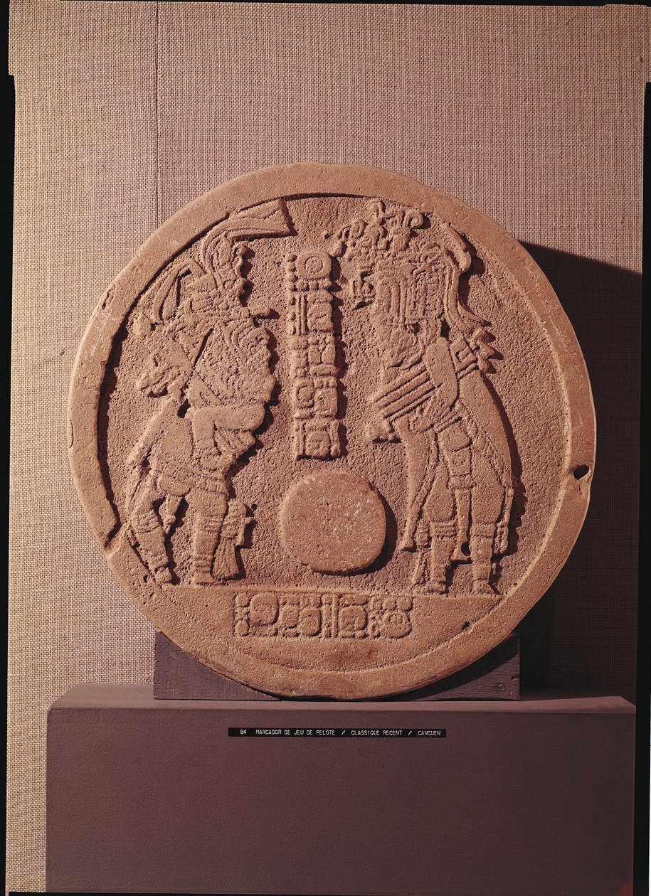 Pelote-Marker, der zwei Spieler darstellt, Maya, aus Guatemala, 600-950 von Pre-Columbian