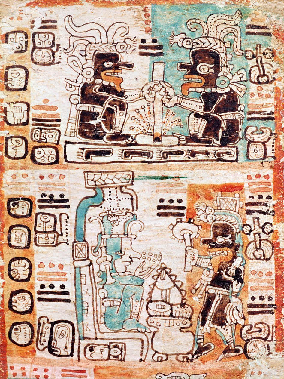 Detail aus einem Maya-Codex von Pre-Columbian
