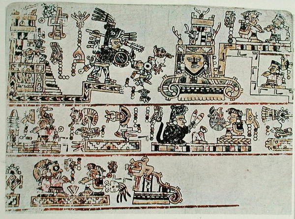 Faksimile-Kopie des Codex Bodley, Detail, ca. 1521 (Pergament) von Pre Columbian Pre Columbian