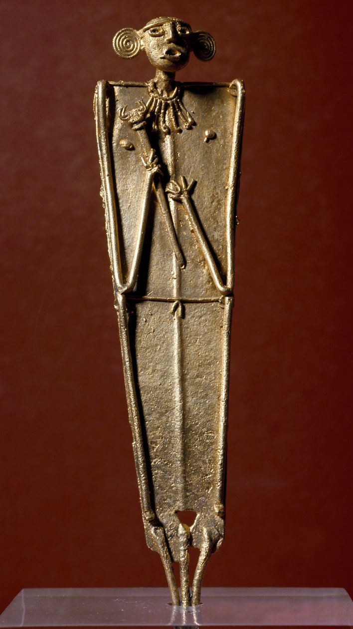 Präkolumbianische Kunst, Muisca-Kultur: Statuette einer Frau (Tunjo) in Gold von Pre Columbian