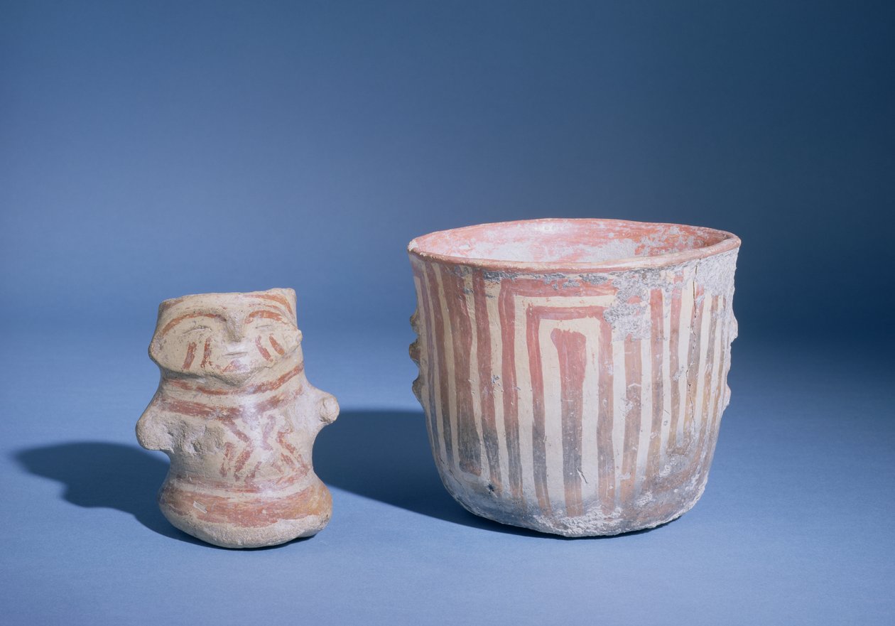 Gefäße aus Hacilar, Türkei, ca. 5500-00 v. Chr. (bemalte Keramik) von Prehistoric