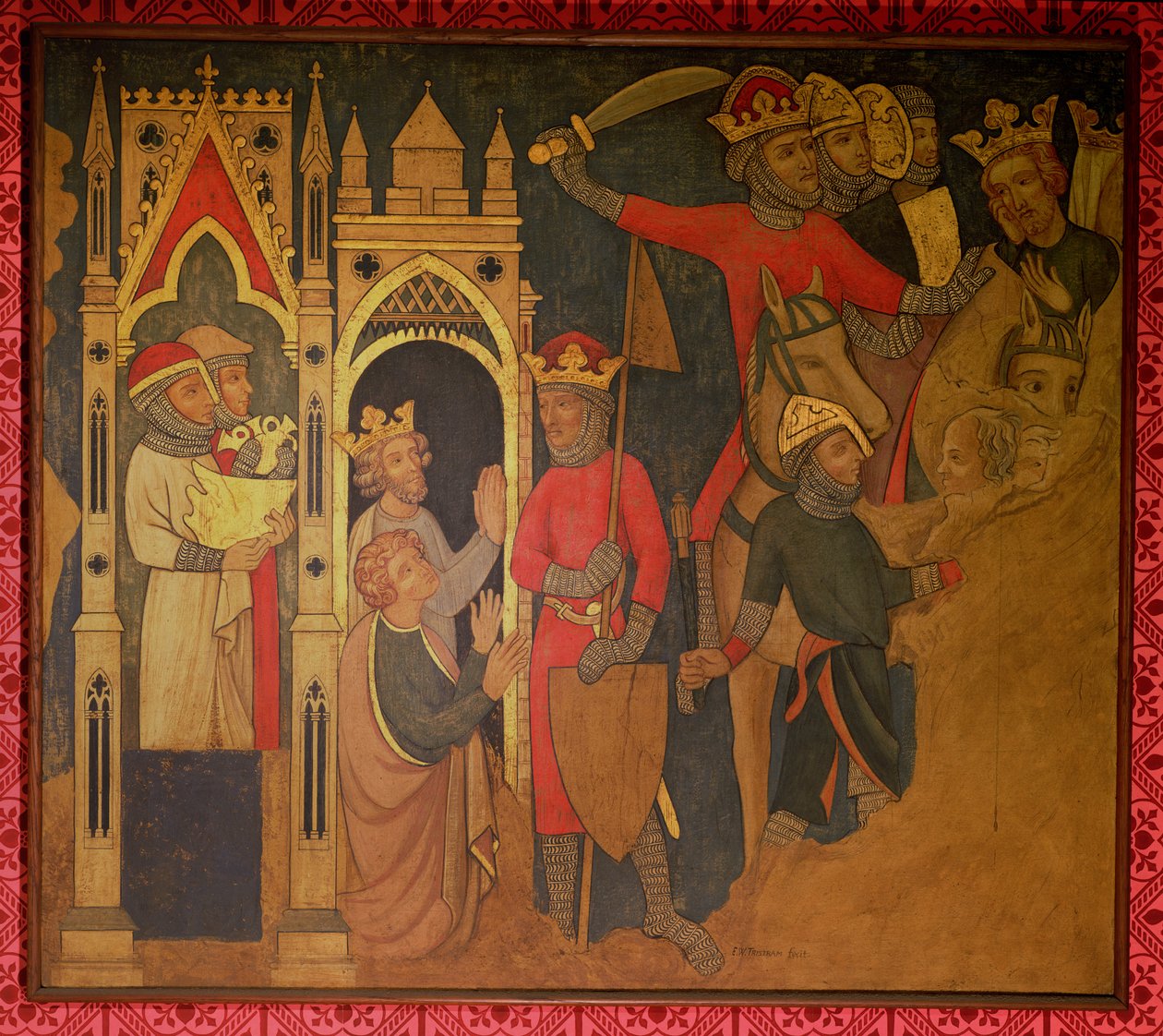 Gefangenschaft von König Jojachin von Israel, Rekonstruktion eines Wandgemäldes ursprünglich in der Painted Chamber des Palace of Westminster von Professor Ernest Tristram