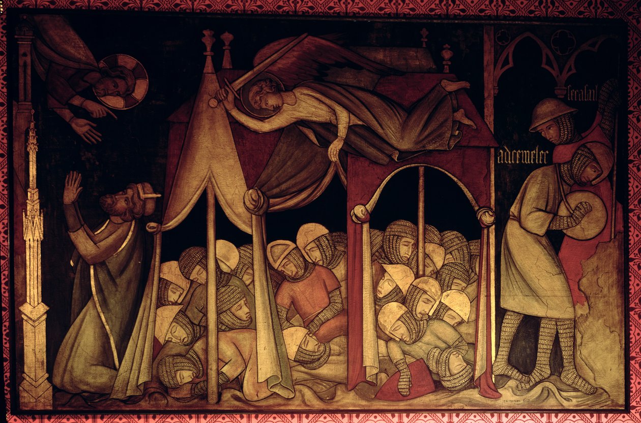 Die Geschichte von Hiskia, Rekonstruktion eines Wandgemäldes ursprünglich in der Painted Chamber des Palace of Westminster von Professor Ernest Tristram