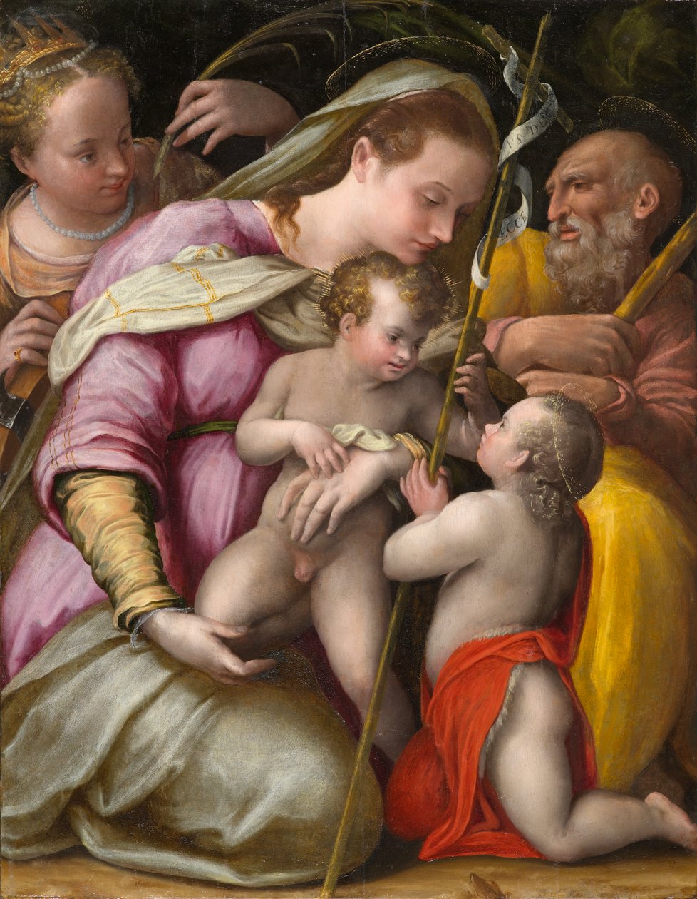 Heilige Familie mit St. Katharina von Alexandria und dem kleinen Johannes dem Täufer, ca. 1551-1556 von Prospero Fontana