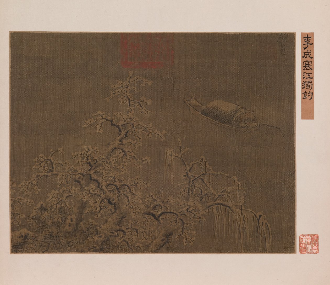 Allein im eisigen Fluss fischen von Qing Dynasty Chinese School