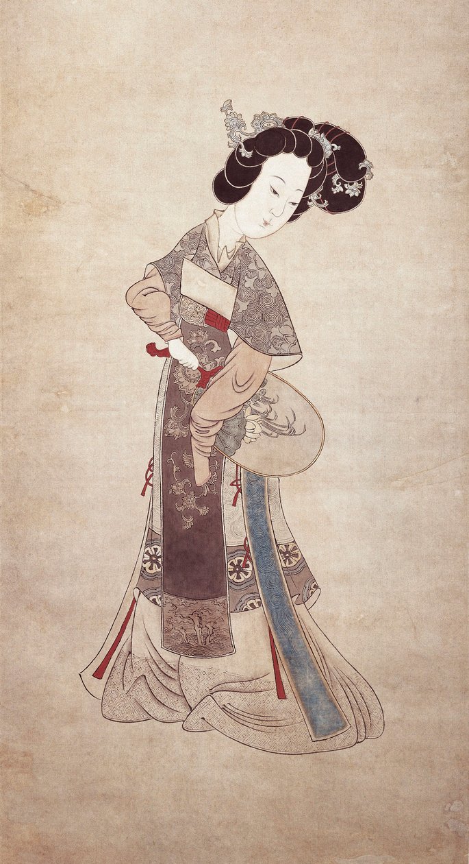Dame aus China, von Ren Shyong (Malerei auf Seide) von Qing Dynasty Chinese School