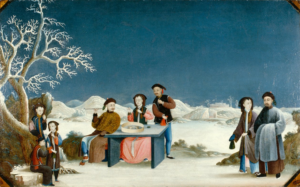 Winterszene mit entfernter Festung, ca. 1800 von Qing Dynasty Chinese School