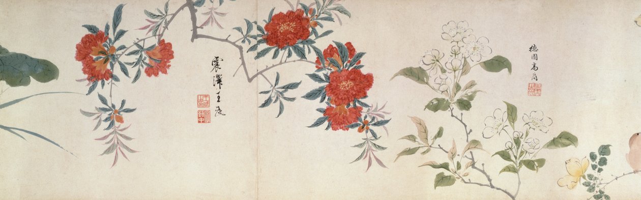 Blumen, Handrolle von Qing Dynasty Chinese School