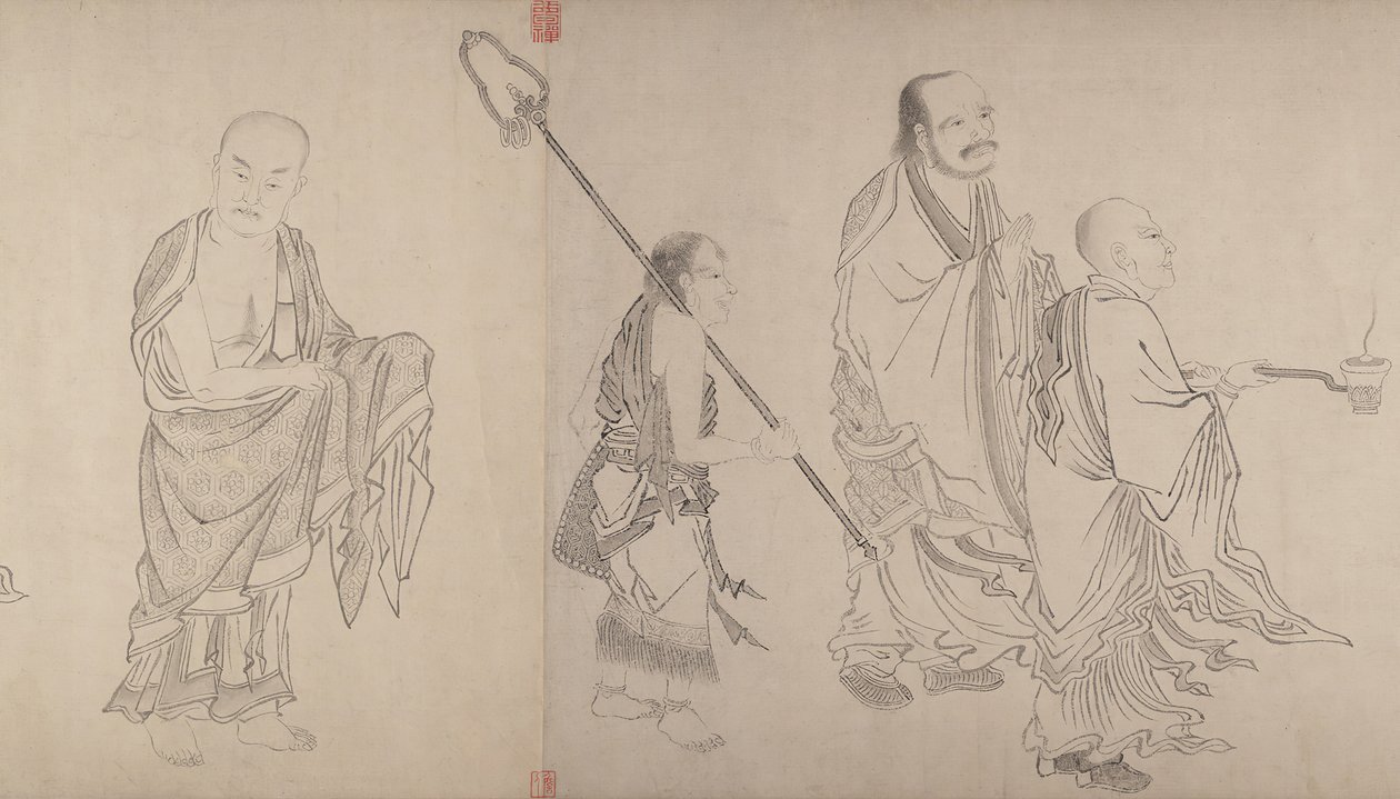 Die sechzehn Luohans, 16. Jahrhundert von Qiu Ying