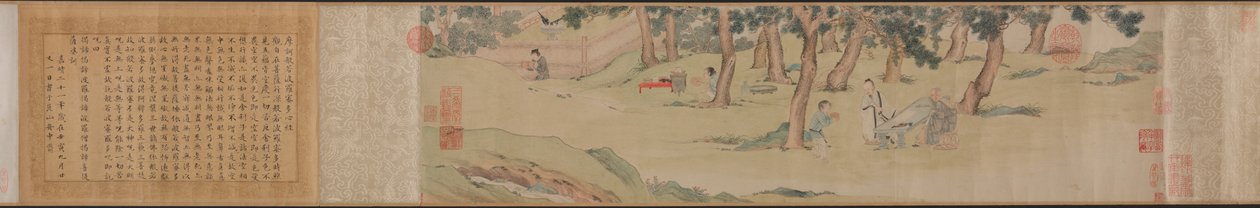 Zhao Mengfu schreibt das Herz (Hridaya) Sutra im Austausch für Tee von Qiu Ying