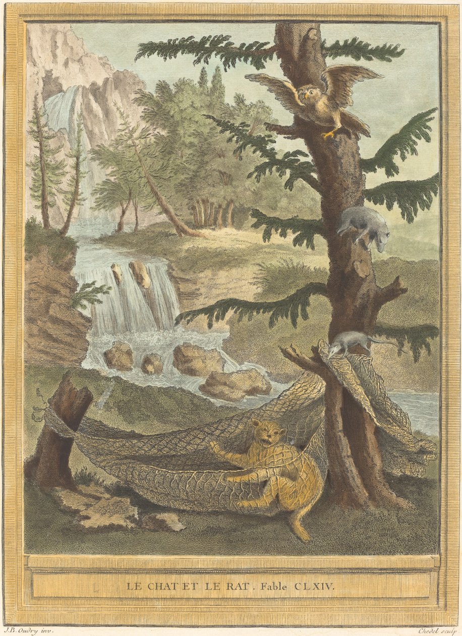 Die Katze und die Ratte von Quentin Pierre Chedel after Jean Baptiste Oudry