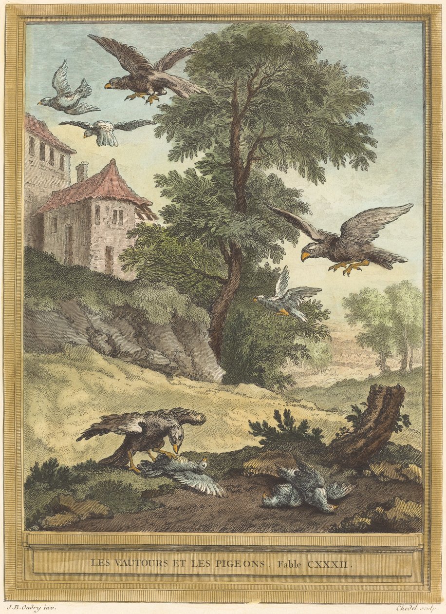Die Geier und die Tauben von Quentin Pierre Chedel after Jean Baptiste Oudry