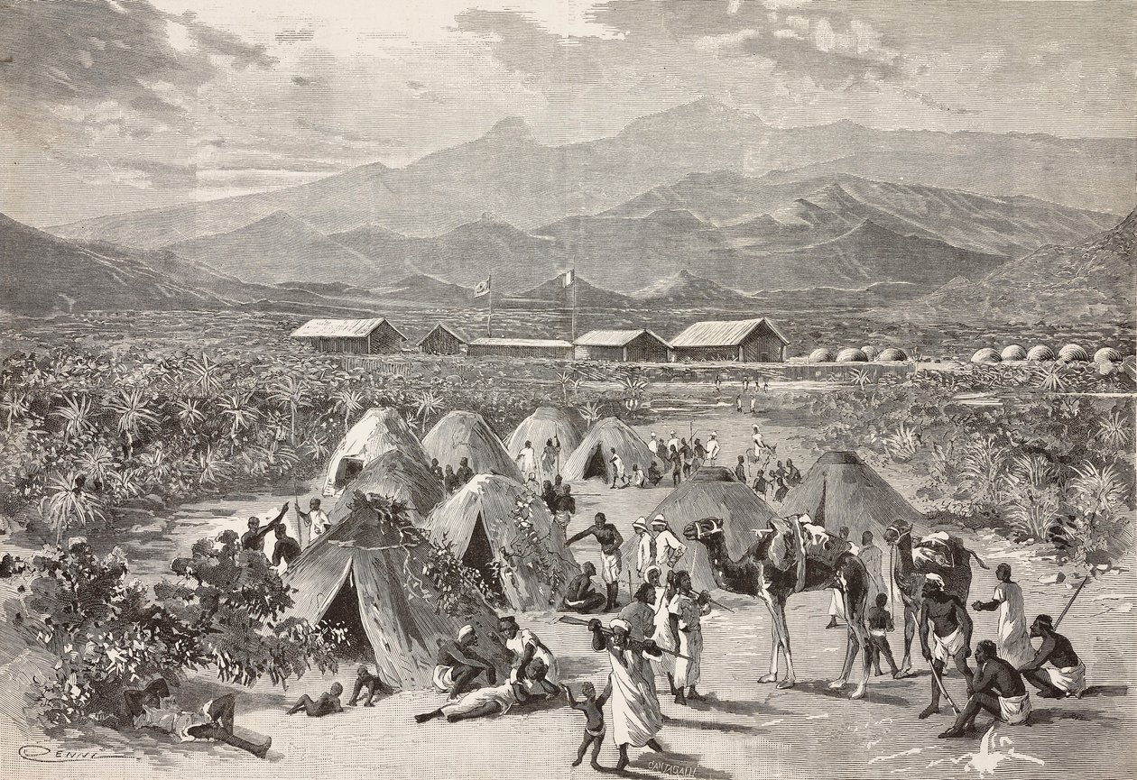 Zelte des Flüchtlingslagers von Zula, Arafali, Eritrea (Stich) von Quinto Cenni