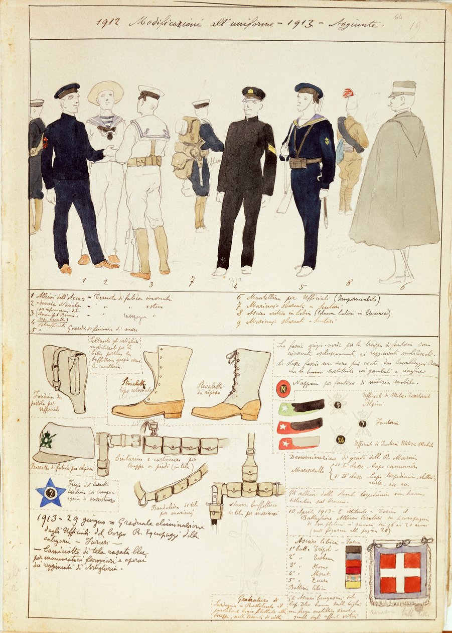 Uniformvariationen des Königreichs Italien, Farbtafel von Quinto Cenni von Quinto Cenni