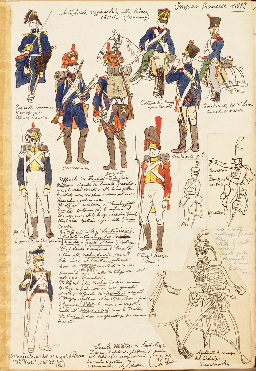 Uniformen der Artillerie des Königreichs Frankreich, von Quinto Cenni, Farbtafel von Quinto Cenni