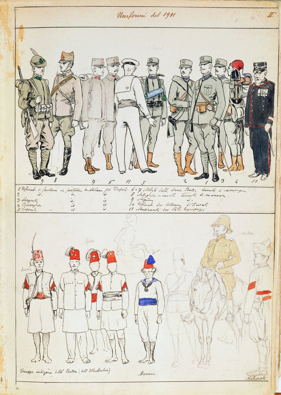 Uniformen des Königreichs Italien, Farbtafel von Quinto Cenni von Quinto Cenni