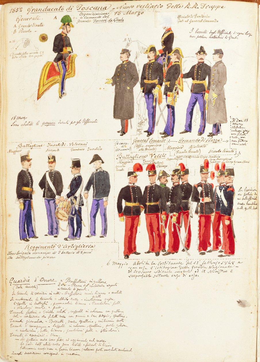 Uniformen der königlichen Truppen des Großherzogtums Toskana von Quinto Cenni, Farbtafel von Quinto Cenni