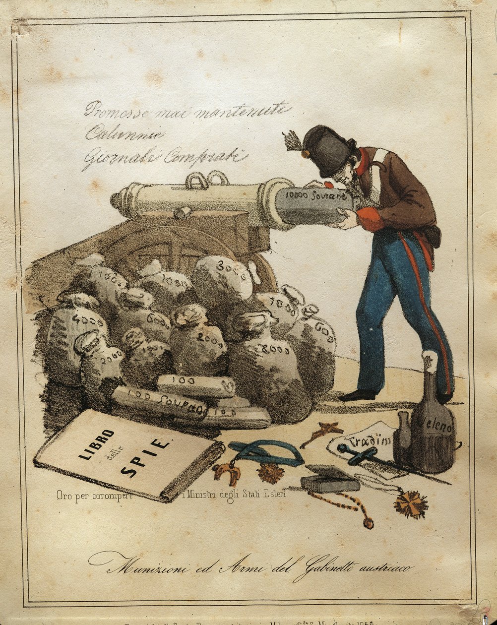 Waffen und Munition des österreichischen Ministeriums, anti-österreichische venezianische Satire von Quinto Cenni