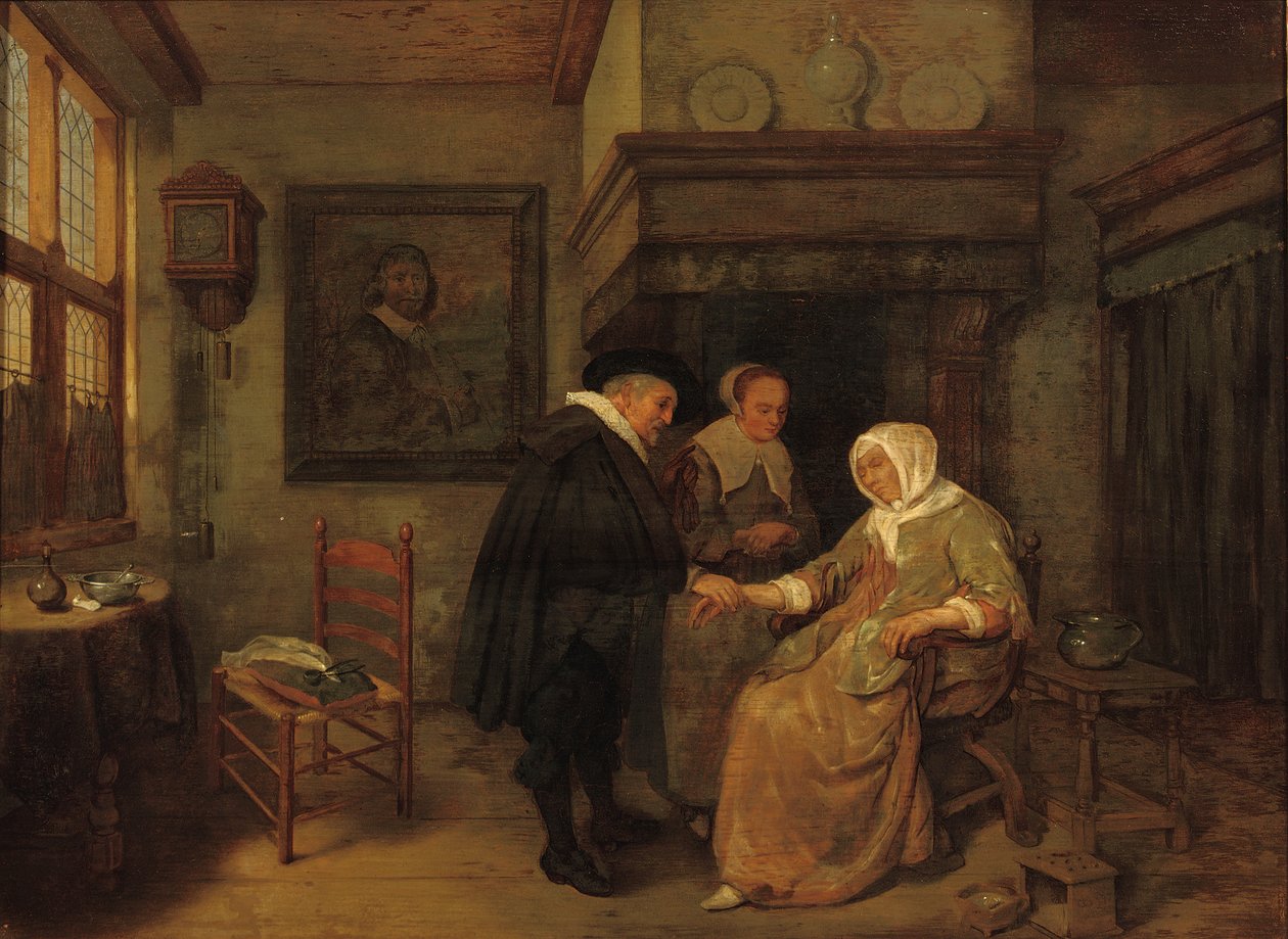 Ein Arzt besucht eine kranke Frau von Quiringh Gerritsz. van Brekelenkam