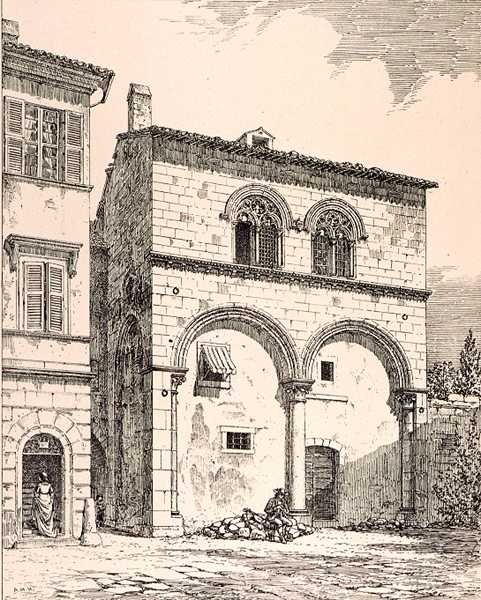 Haus auf der Piazza del Duomo, Viterbo, Italien, aus 