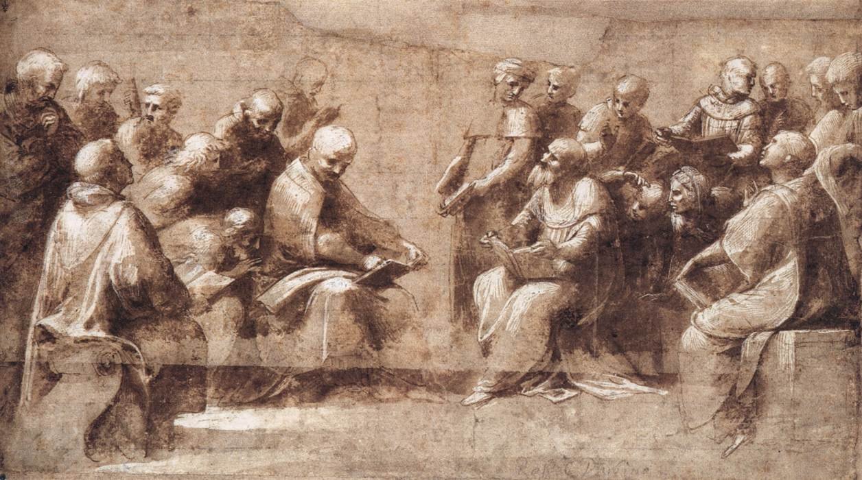Entwurf für die untere Hälfte der Disputa von Raffaello Sanzio Raphael