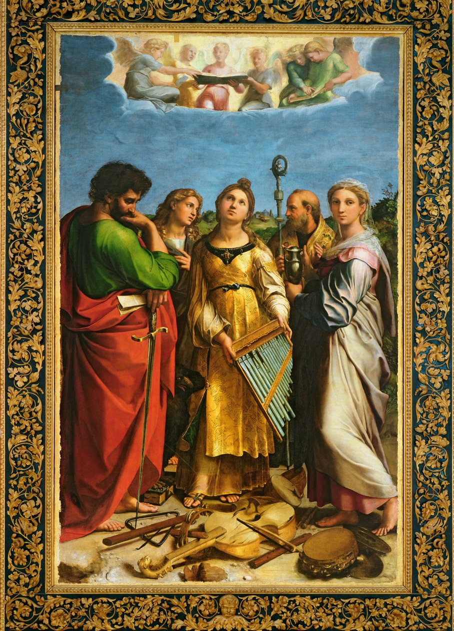 St. Cäcilia umgeben von St. Paulus, St. Johannes dem Evangelisten, St. Augustinus und Maria Magdalena, ca. 1513 von Raffaello Sanzio Raphael