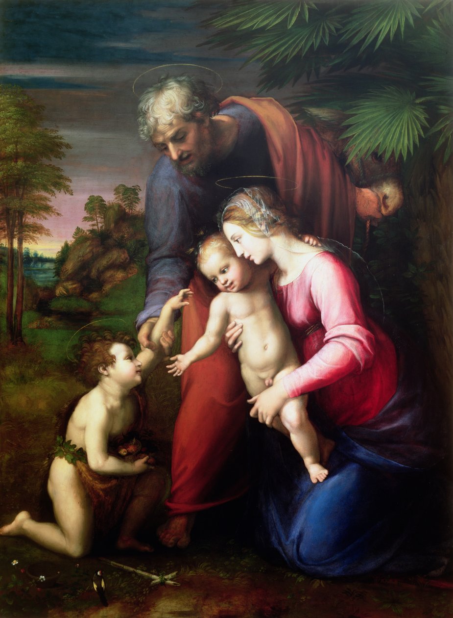 Heilige Familie mit Johannes dem Täufer, 1513-14 von Raffaello Sanzio Raphael