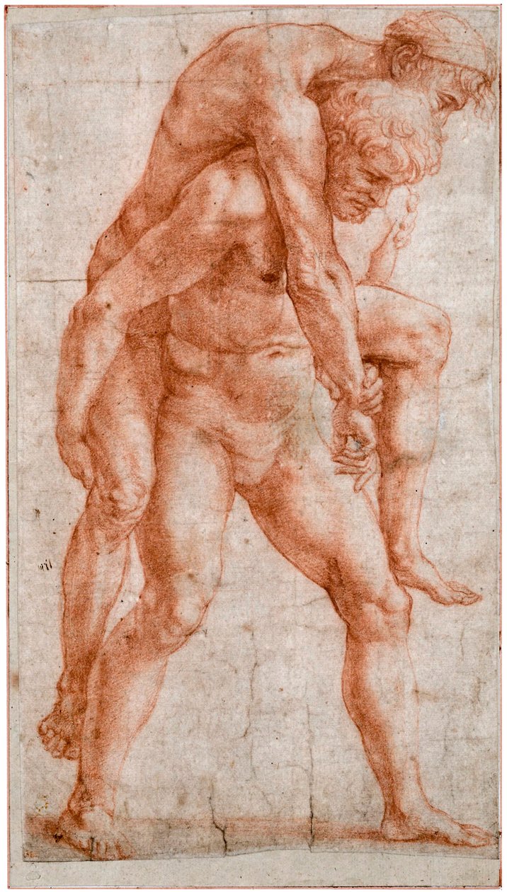 Junger Mann trägt einen alten Mann auf seinem Rücken Aeneas und Anchises, ca. 1514 von Raffaello Sanzio Raphael