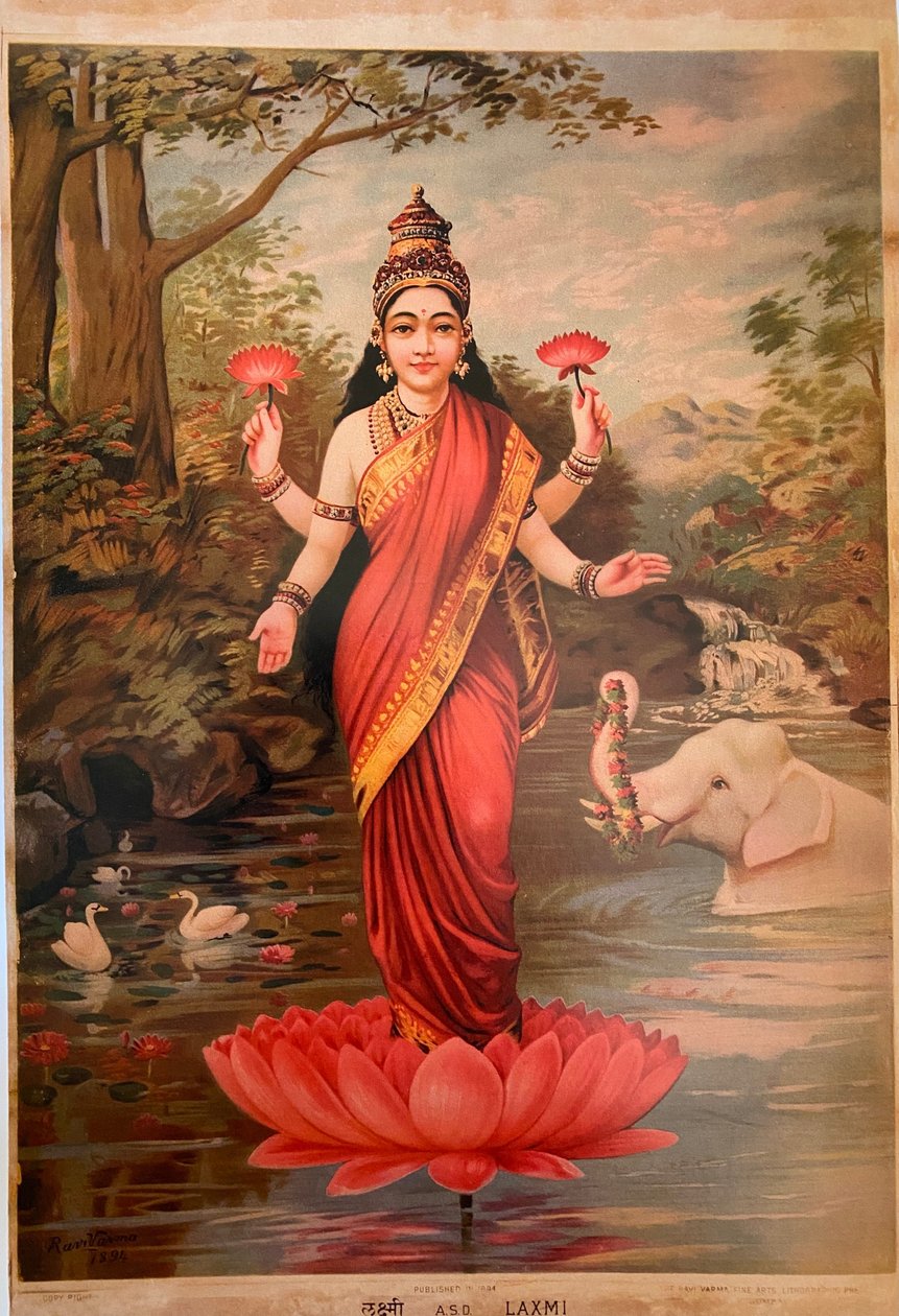 Lakshmi, von Ravi Varma Fine Art Lithographic Press, Bombay, 1894 von Raja Ravi Varma