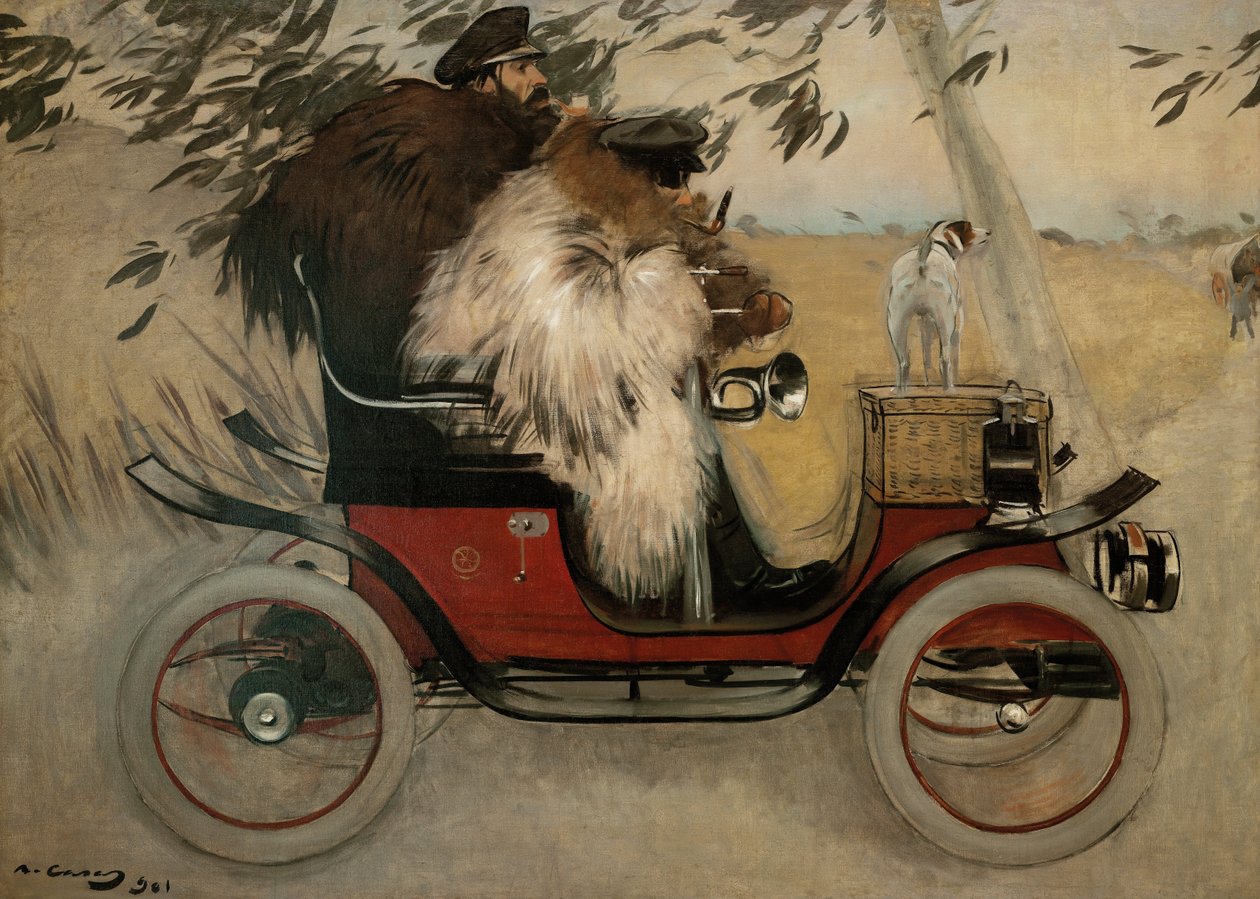 Ramon Casas und Pere Romeu in einem Automobil von Ramon Casas i Carbo