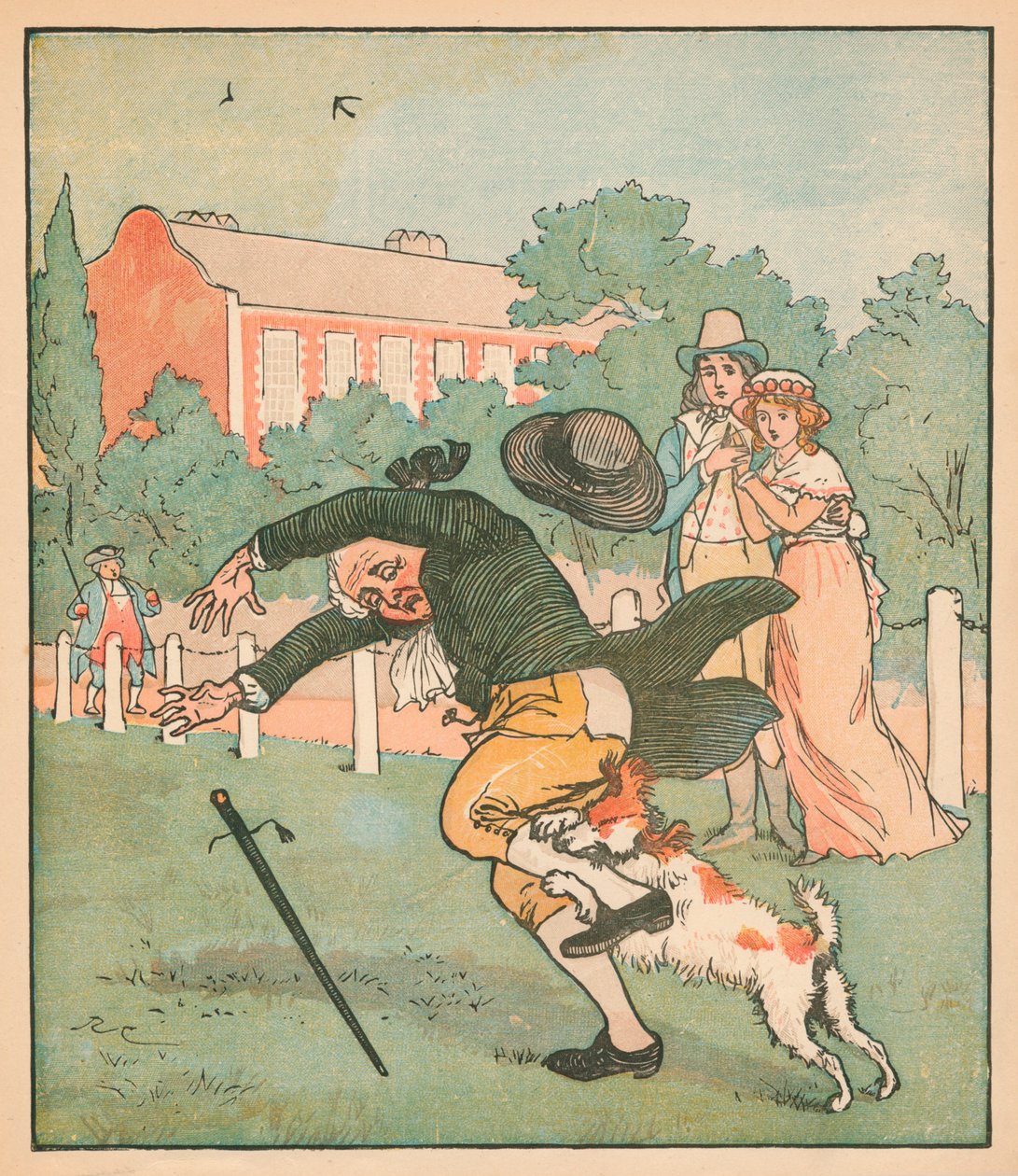 Der gute Mann von Islington, vom Hund gebissen, um 1879 von Randolph Caldecott