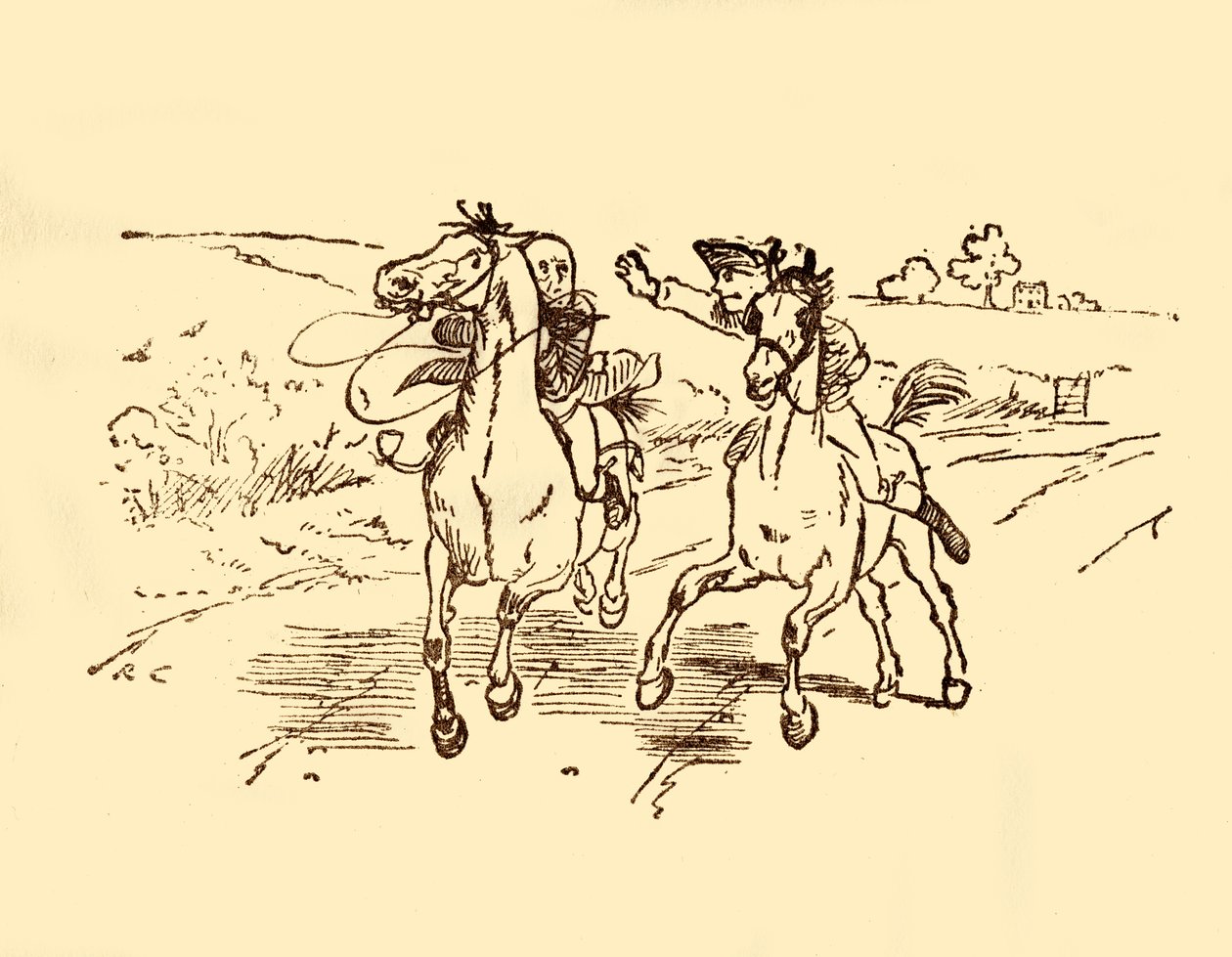 John Gilpin wird vom Postjungen vom Bell Inn gefunden von Randolph Caldecott