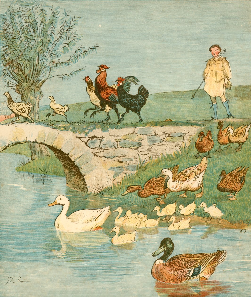 Der Bauernjunge mit Hühnern und Enten, ca. 1881 von Randolph Caldecott