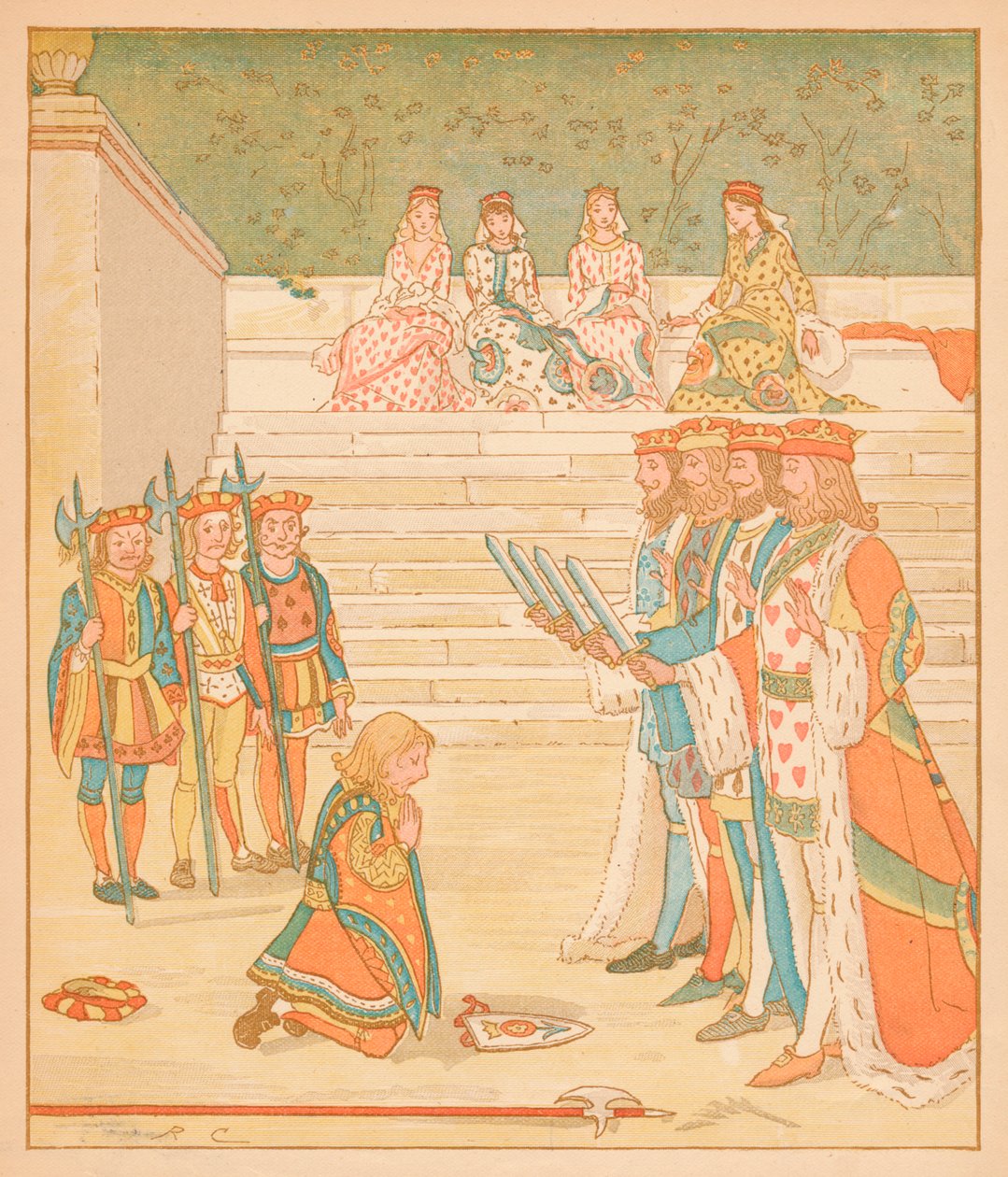 Der Herzbube brachte die Torten zurück und schwor, er würde nicht mehr stehlen, 1880 von Randolph Caldecott