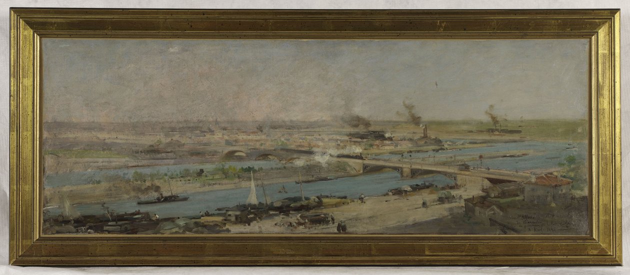 Skizze für den Ratssaal des Rathauses von Alfortville: Blick auf Alfortville von den Höhen von Charenton von Raoul Joseph Arus