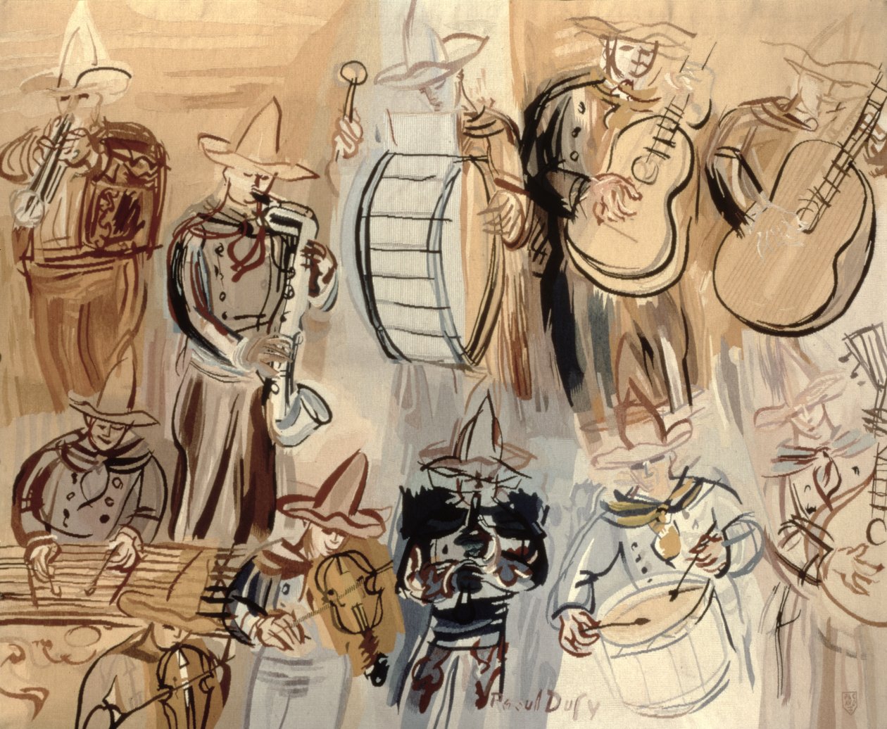 Mexikanisches Orchester, vom Raymond Picaud Studio, Aubusson von Raoul (after) Dufy